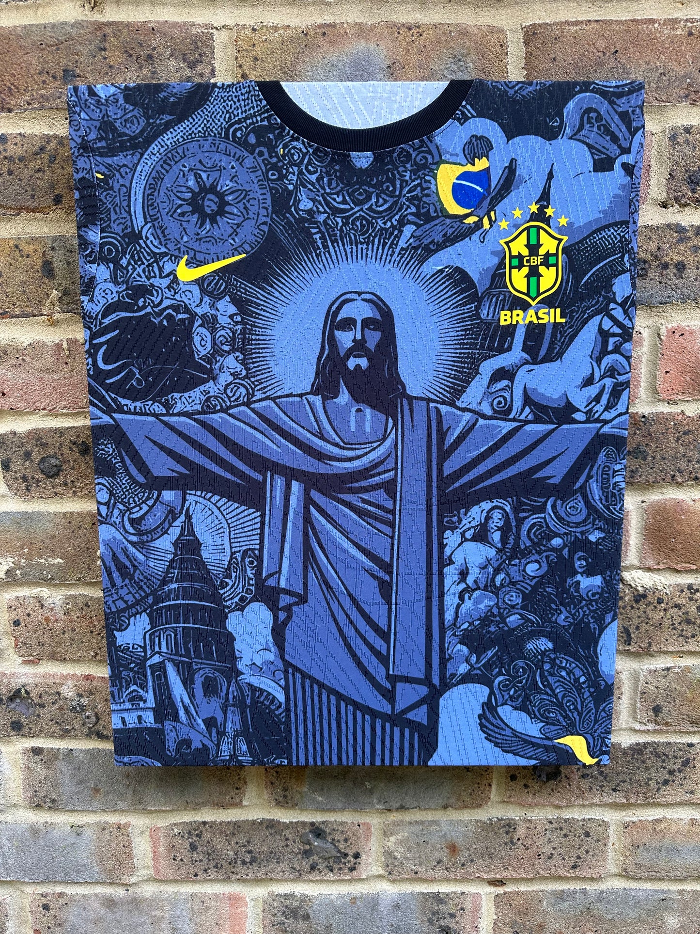 Brazil Christ The Redeemer Football Shirt Memorabilia Canvas