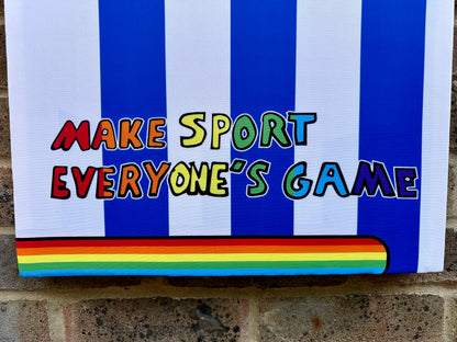 Brighton and hove Albion special pride edition pre match football shirt memorabilia canvas in rainbow colours in support of lgbtq