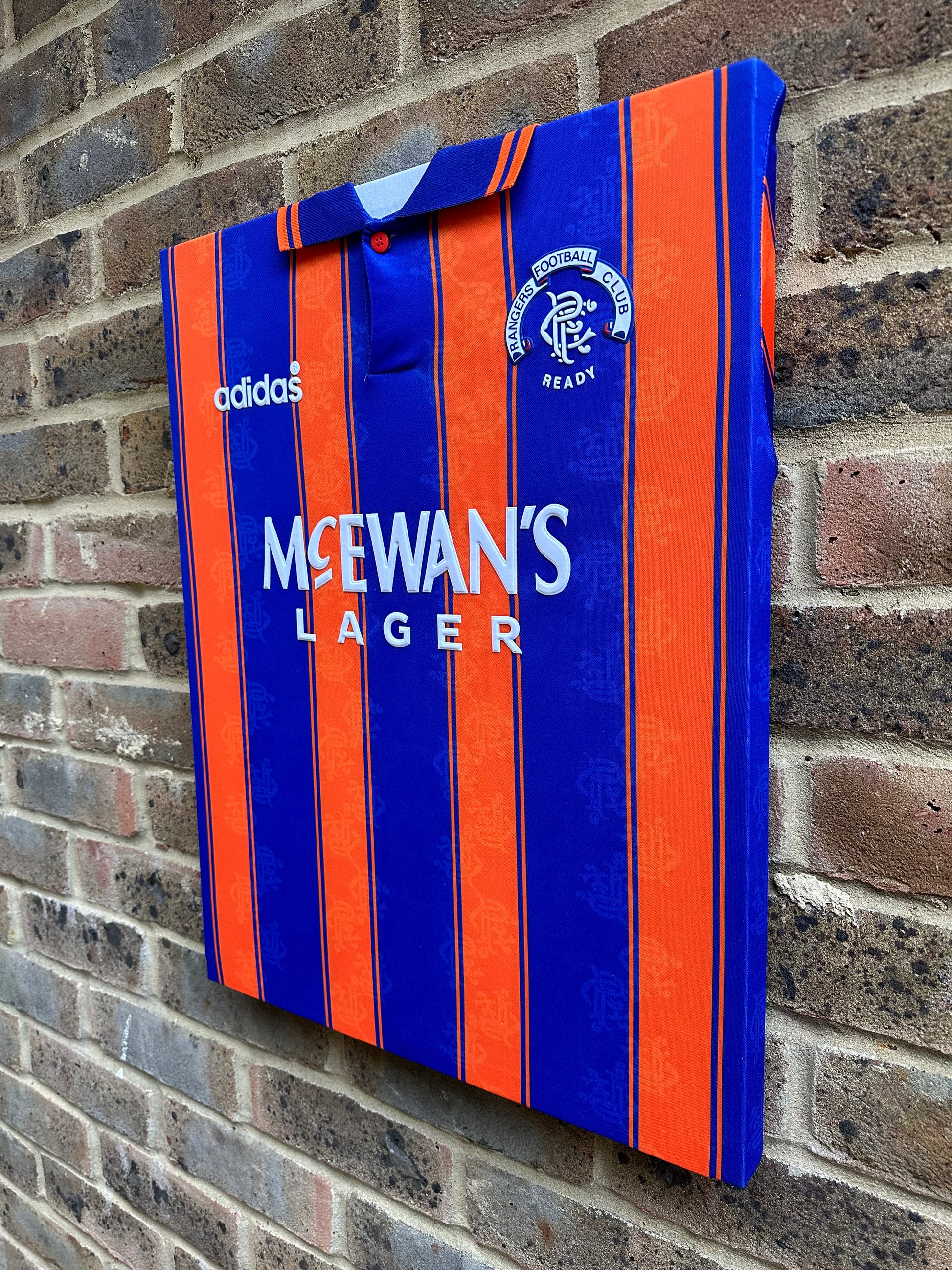 Rangers 1993/94 away football shirt memorabilia canvas