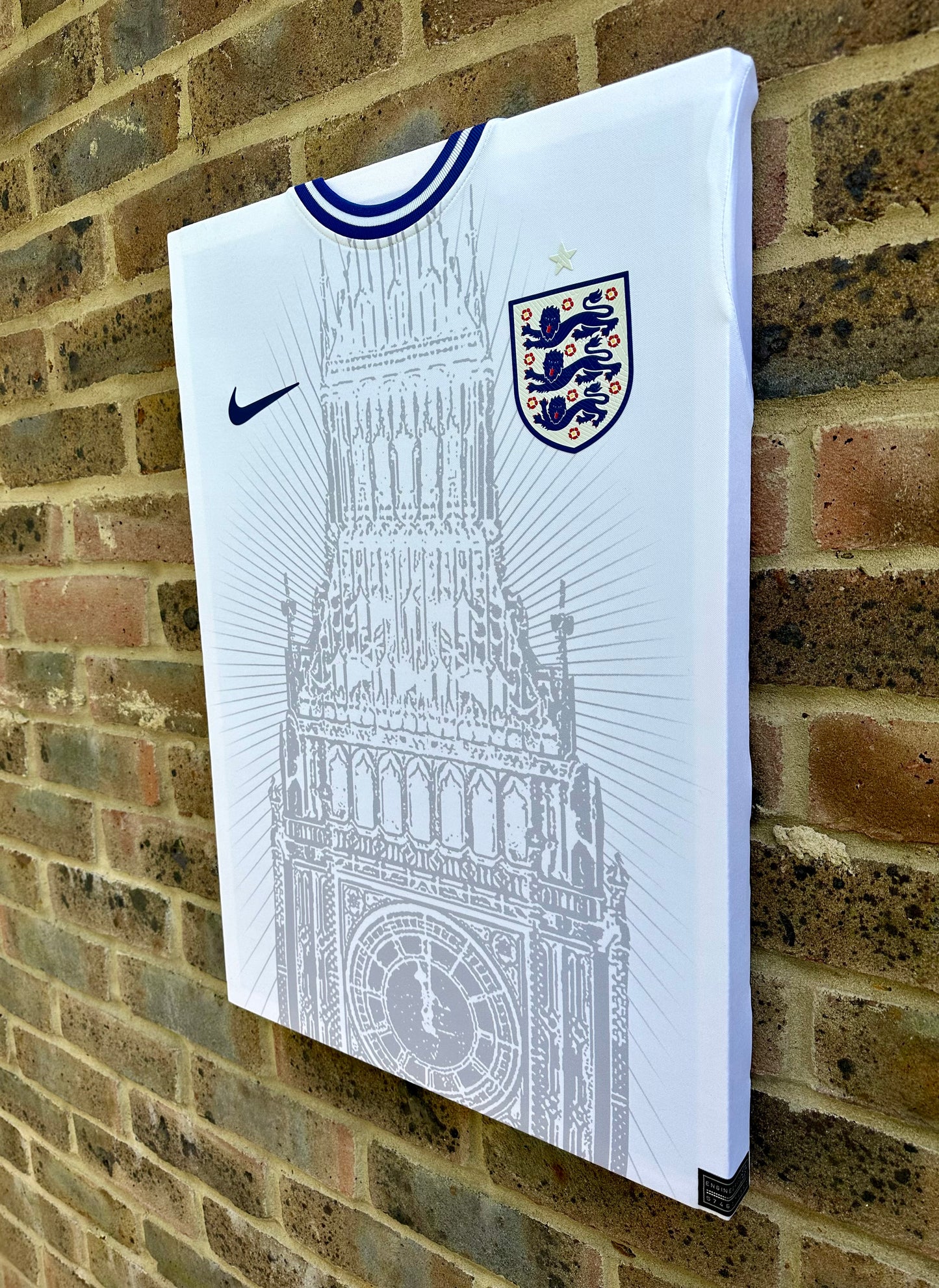 England national football team shirt featuring Big Ben made into a memorabilia canvas