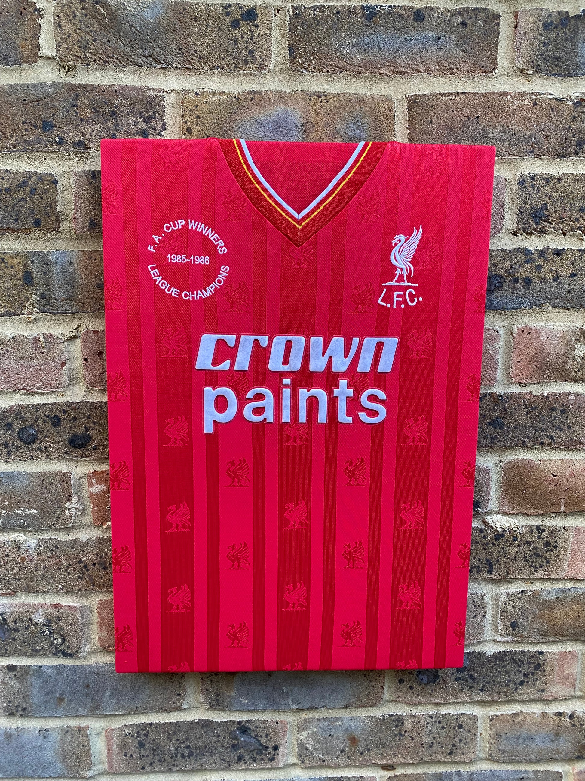 Liverpool 1985/86 football shirt memorabilia canvas