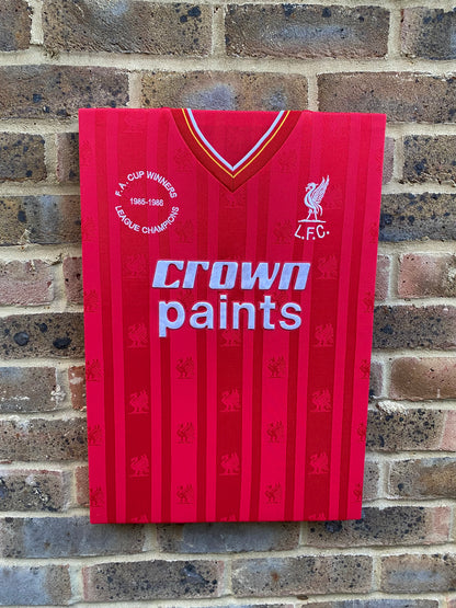 Liverpool 1985/86 football shirt memorabilia canvas