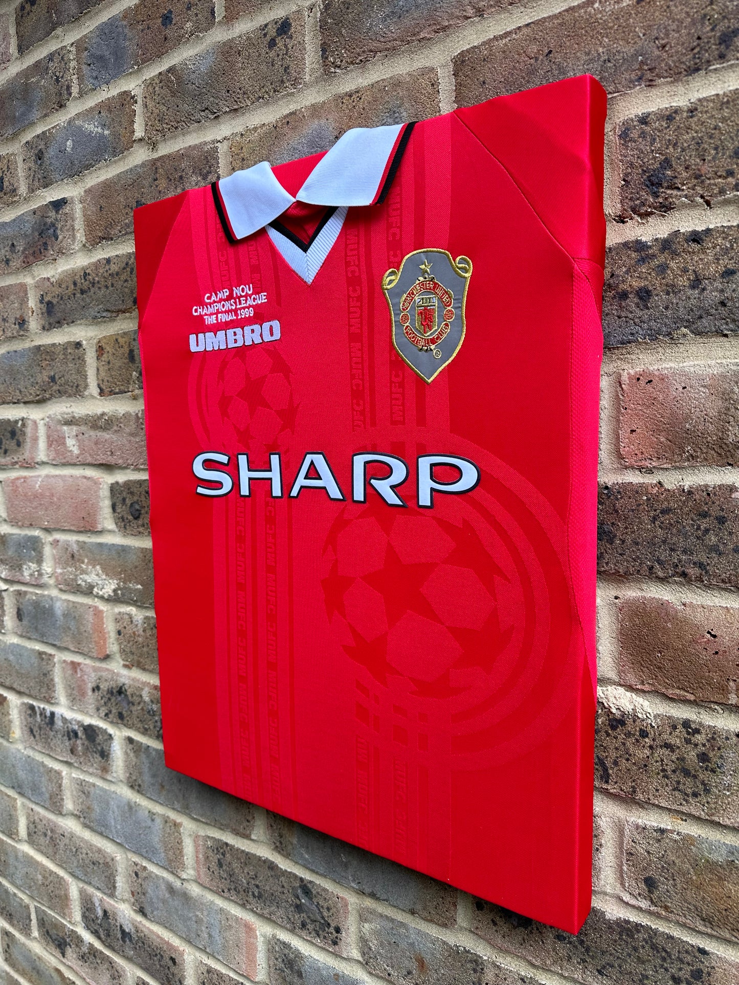 Manchester United 1999 champions league final shirt memorabilia canvas