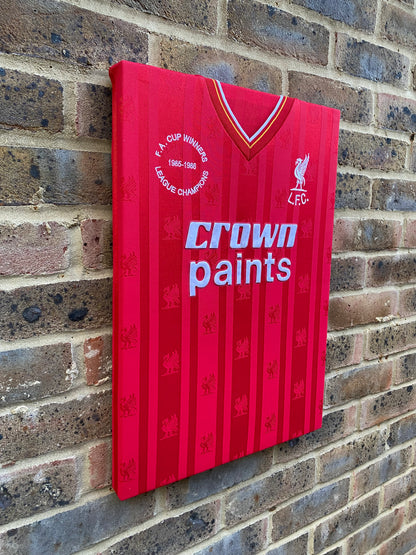 Liverpool 1985/86 football shirt memorabilia canvas