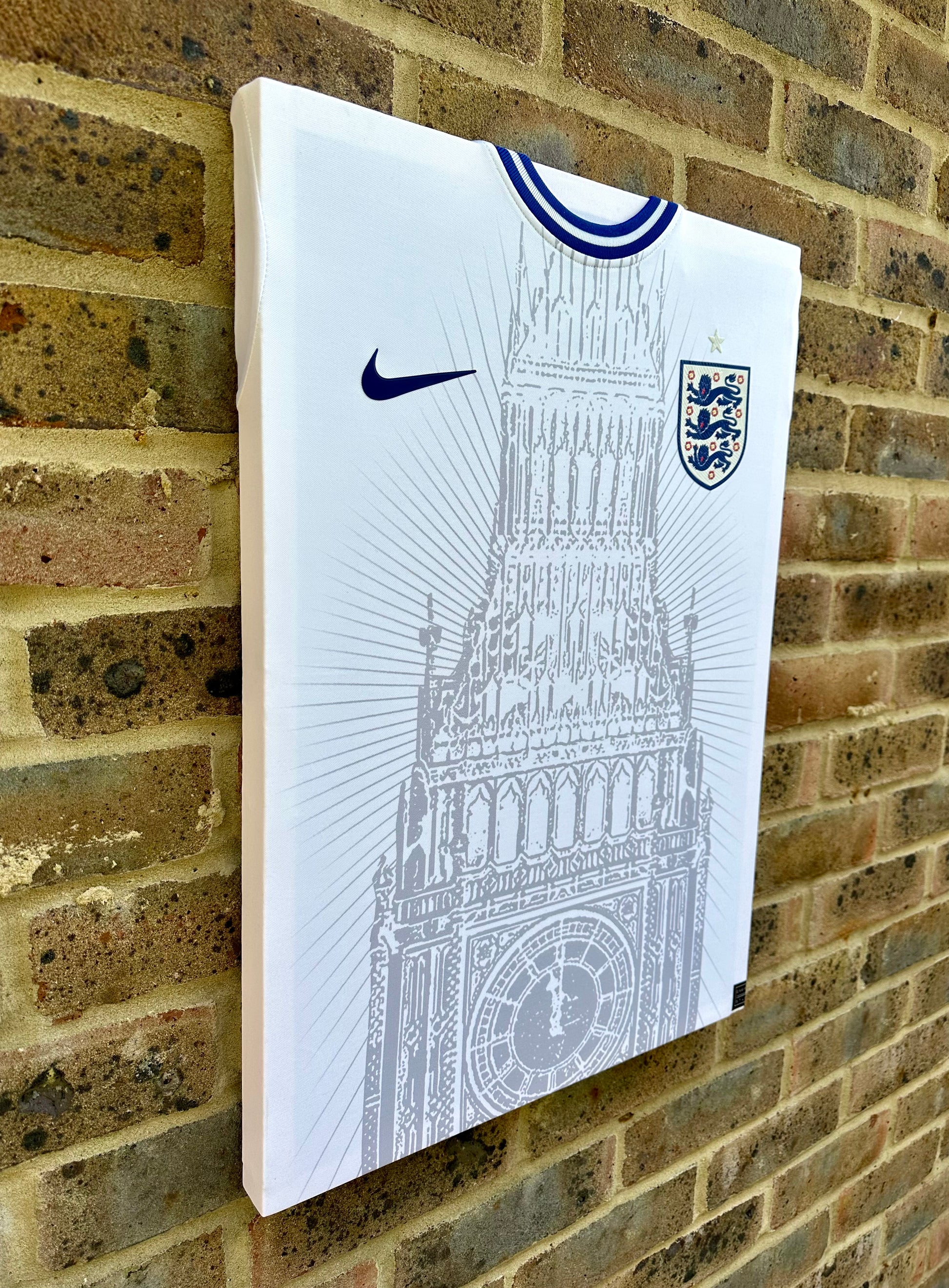 England national football team shirt featuring Big Ben made into a memorabilia canvas