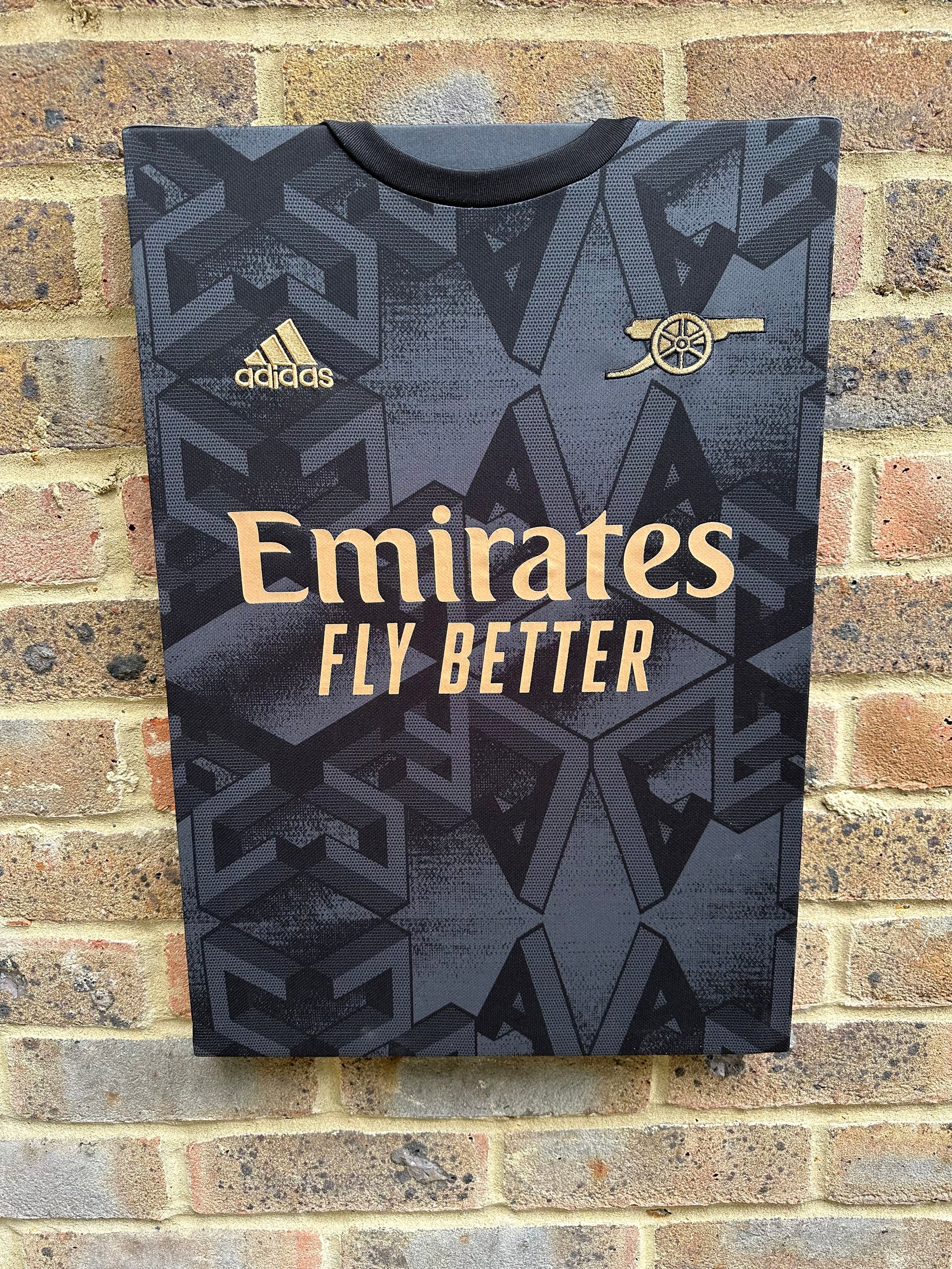 Arsenal 2022/23 black away shirt memorabilia canvas