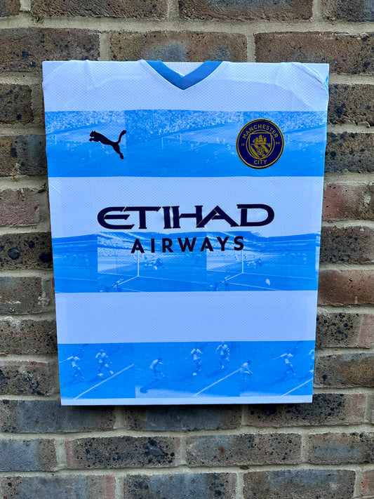 Manchester City Sergio Aguero special edition shirt memorabilia canvas