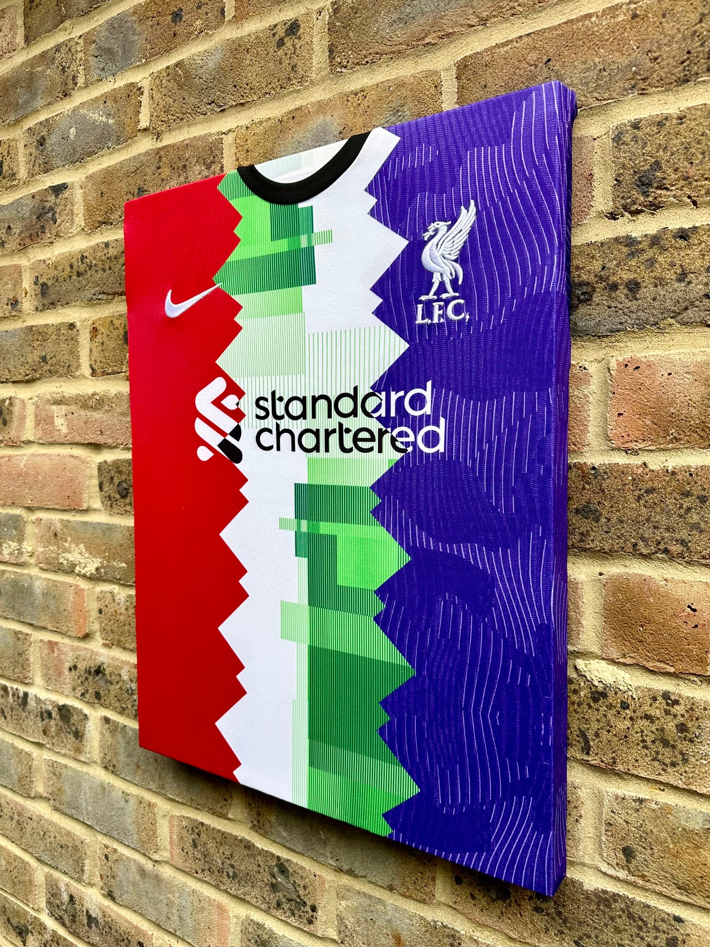 Liverpool 2023/24 tri colour football shirt memorabilia canvas