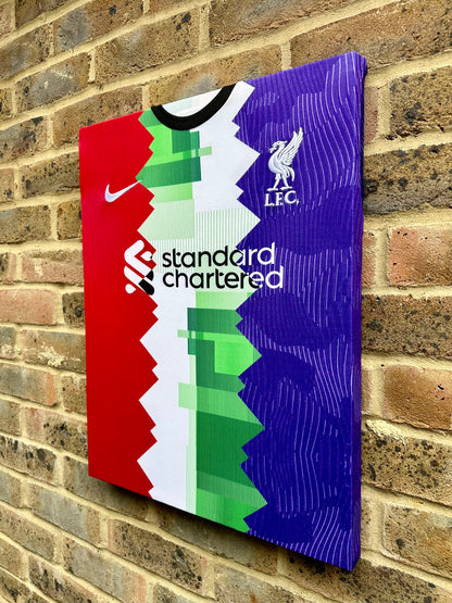 Liverpool 2023/24 tri colour football shirt memorabilia canvas