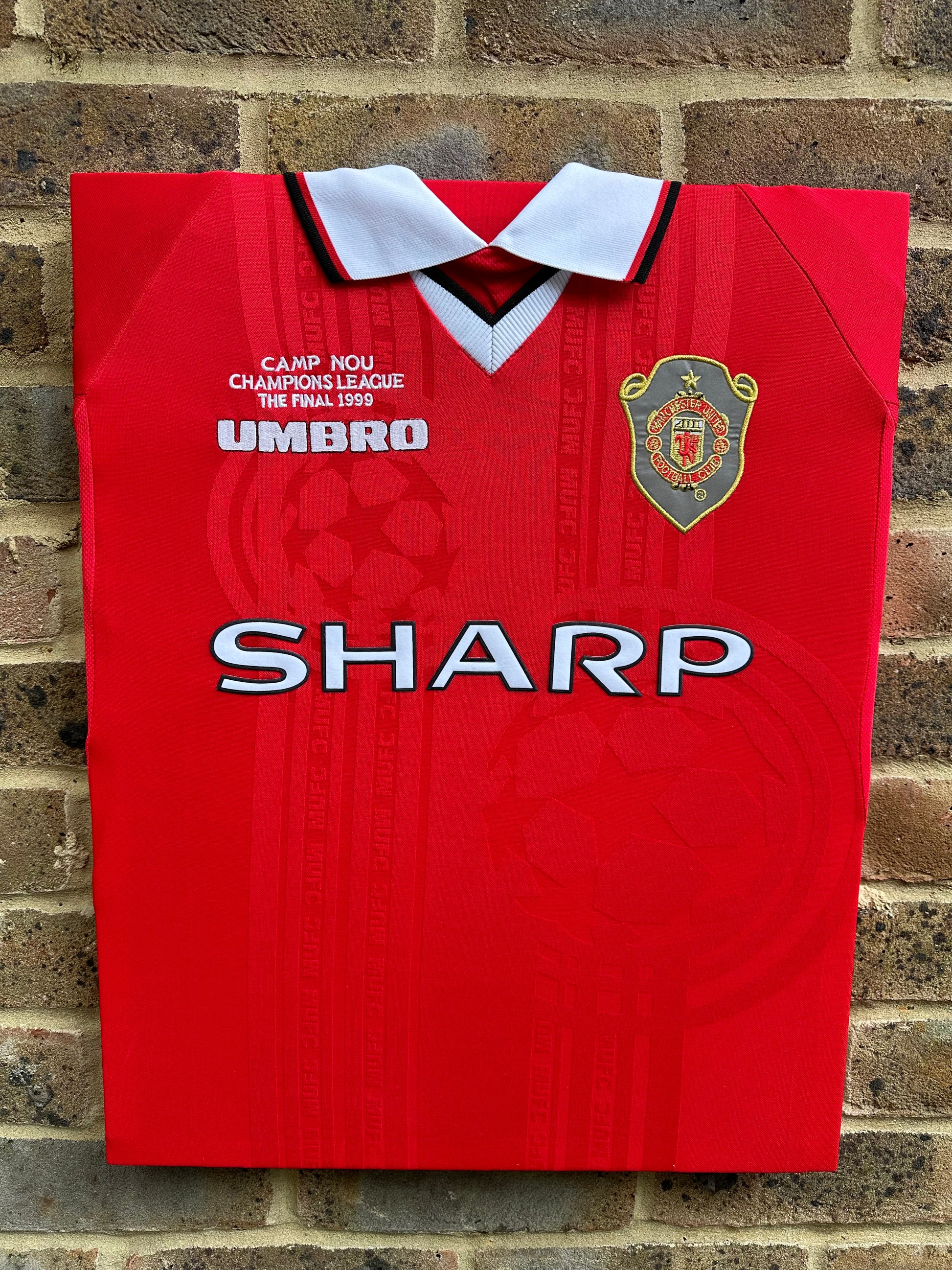 Manchester United 1999 champions league final shirt memorabilia canvas