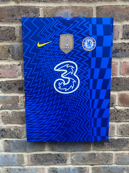 Chelsea 2021/22 Home Shirt Club World Cup Winner Patch Memorabilia Canvase