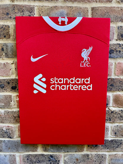 Liverpool home football shirt memorabilia canvas