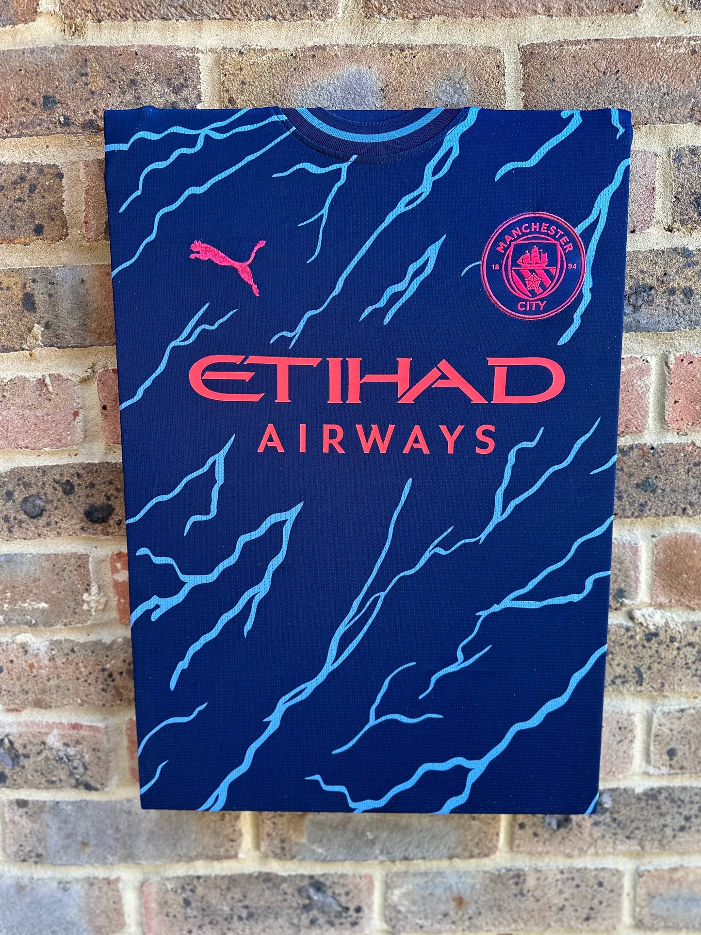 Manchester City 3rd shirt 2023/24 season lightning storm effect memorabilia canvas