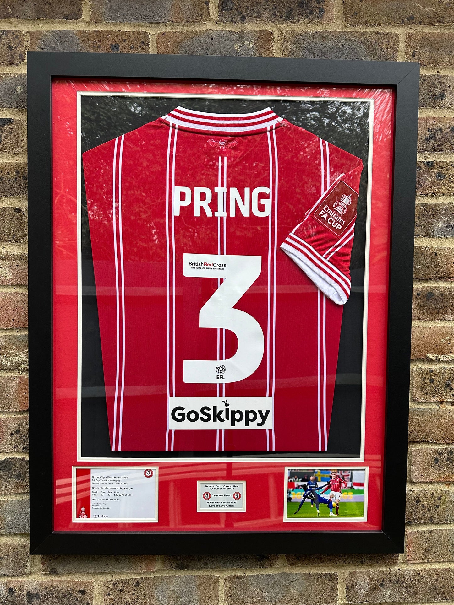 Bristol city Football shirt framing 