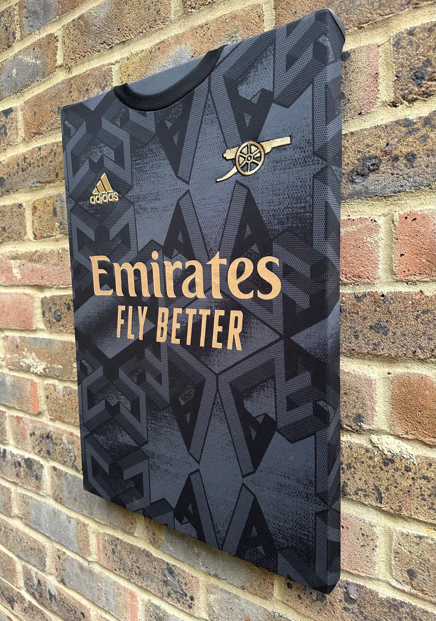 Arsenal 2022/23 black away shirt memorabilia canvas