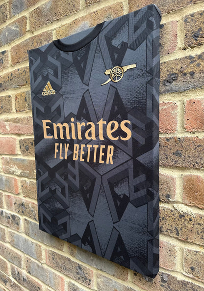 Arsenal 2022/23 black away shirt memorabilia canvas