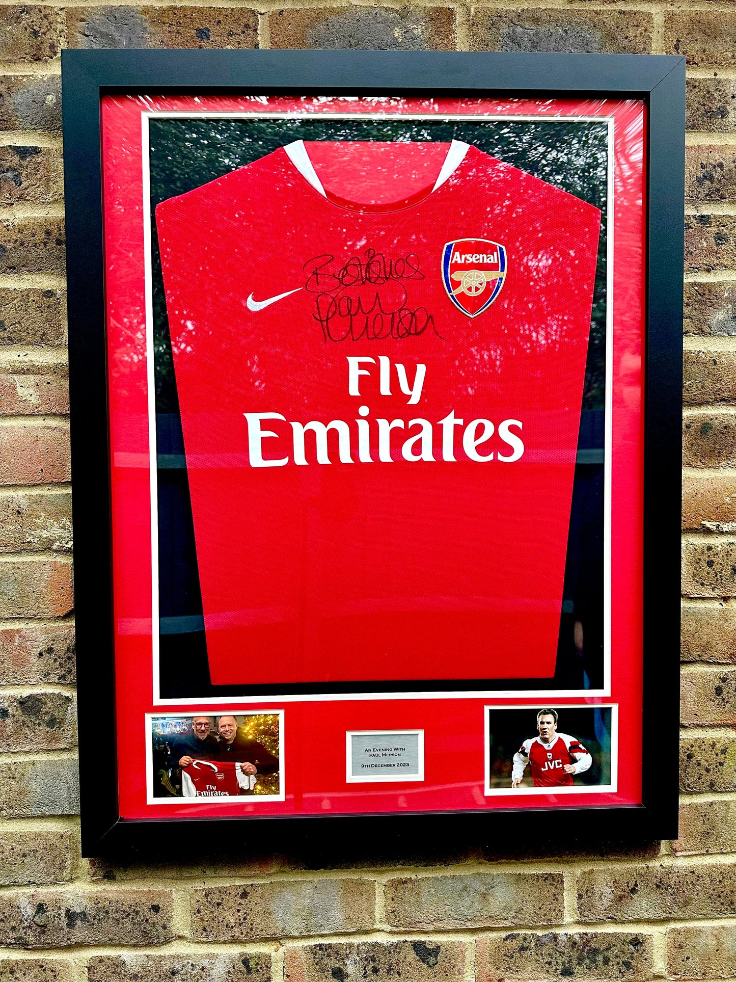 Arsenal paul Merson signed Football shirt framing 