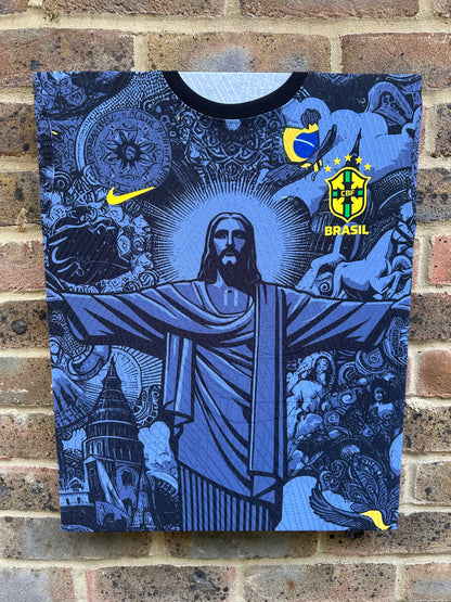 Brazil Christ The Redeemer Football Shirt Memorabilia Canvas