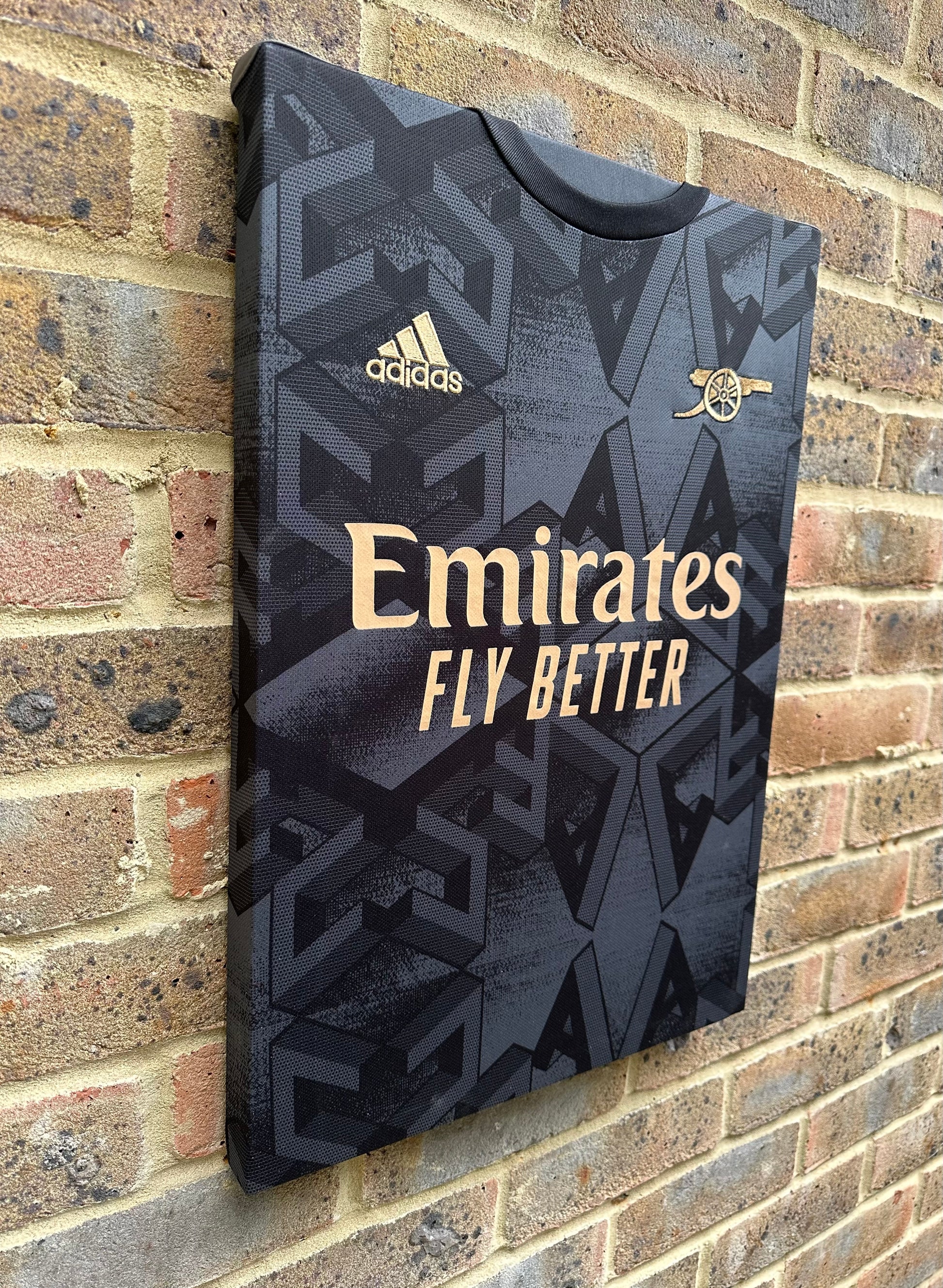 Arsenal 2022/23 black away shirt memorabilia canvas