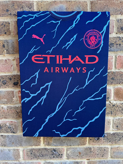 Manchester City 3rd shirt 2023/24 season lightning storm effect memorabilia canvas