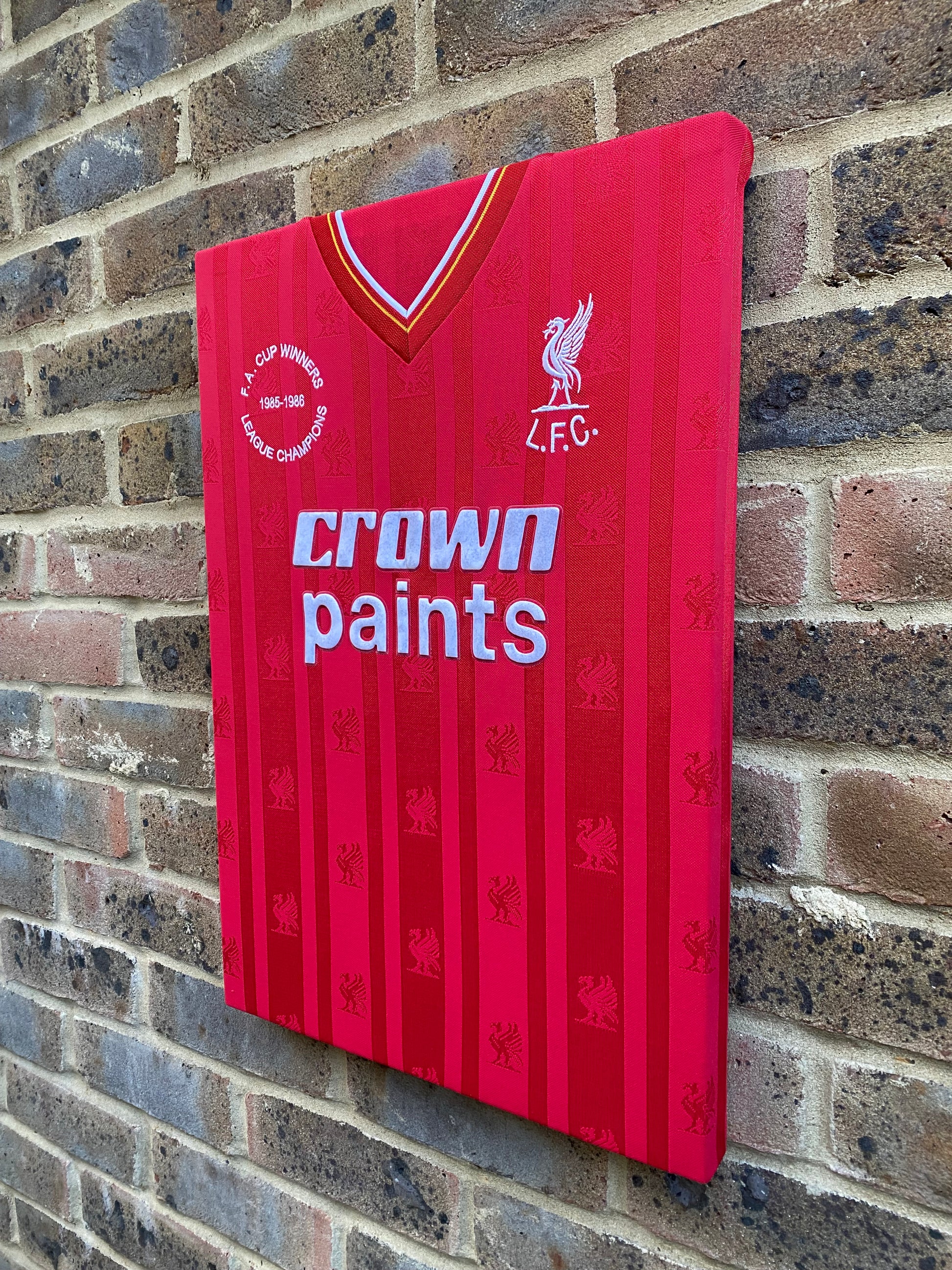 Liverpool 1985/86 football shirt memorabilia canvas