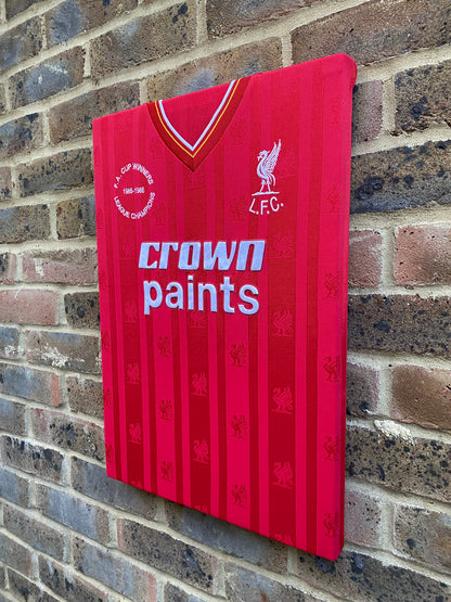 Liverpool 1985/86 football shirt memorabilia canvas