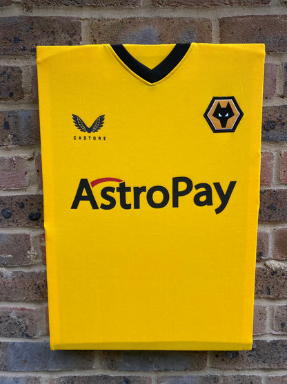 Wolves 2022/23 home shirt memorabilia canvas 