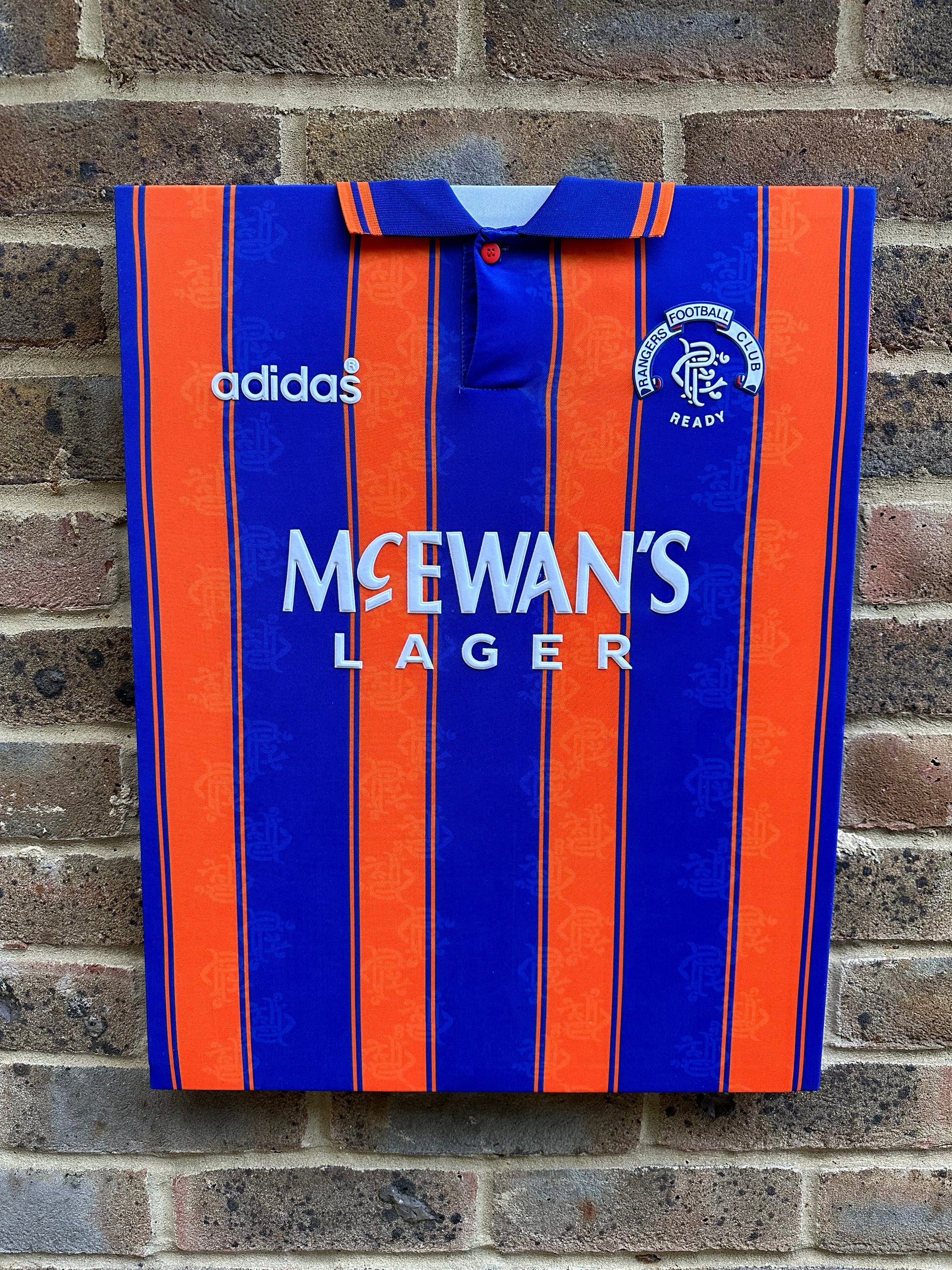 Rangers 1993/94 away football shirt memorabilia canvas