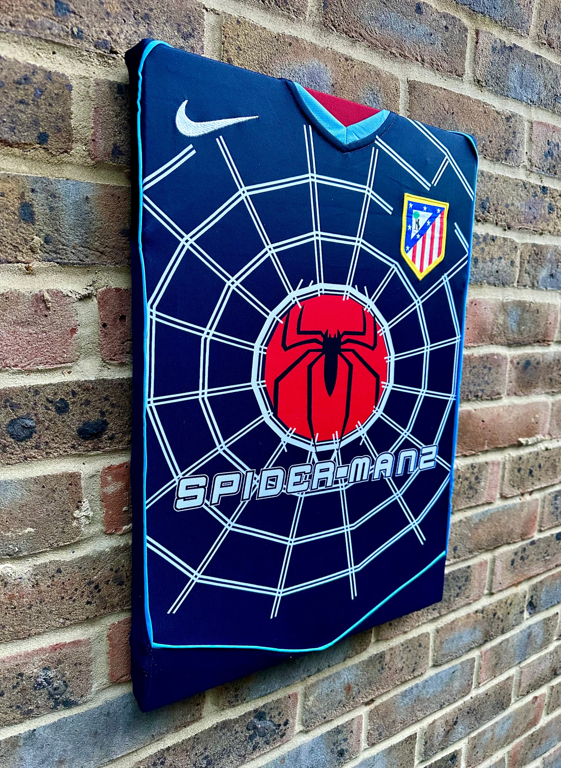 Athletico Madrid spiderman football shirt memorabilia canvas